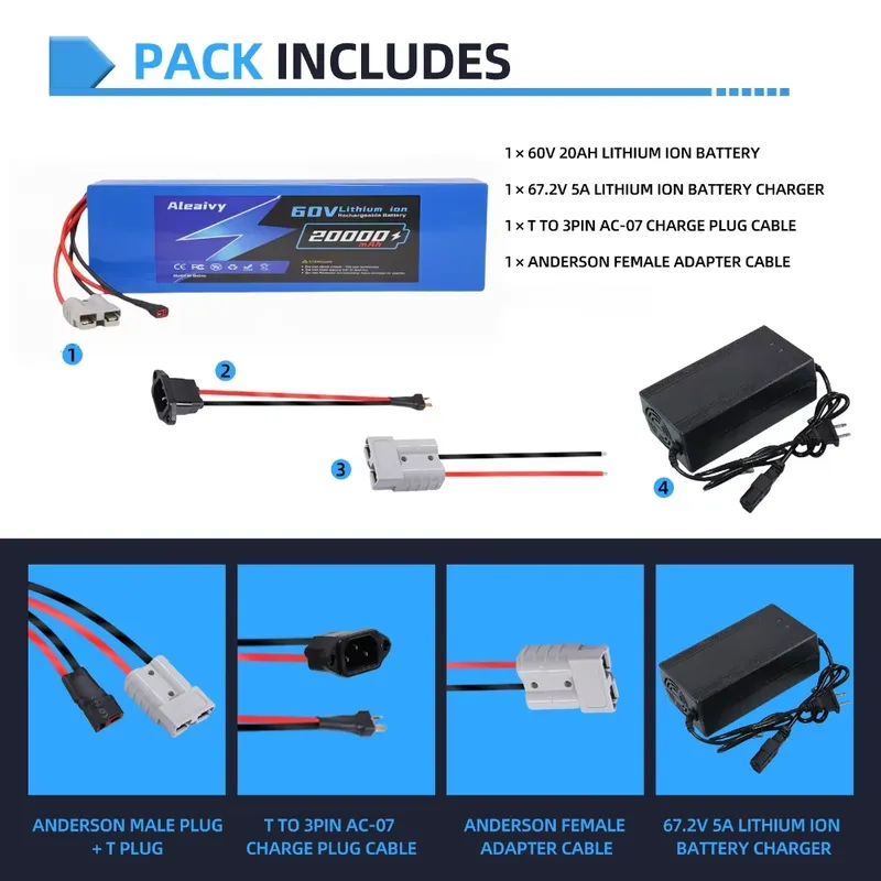 Aleaivy 60V 20AH 30AH 21700リチウ - 60V 30Ah Electric Scooter Battery のレビューと価格